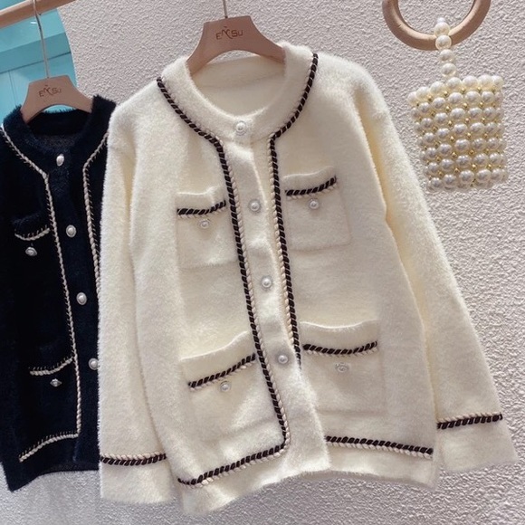 Coat jacket embroidery pocket blazer womens luxury fuzzy soft suit jacket - Picture 4 of 8